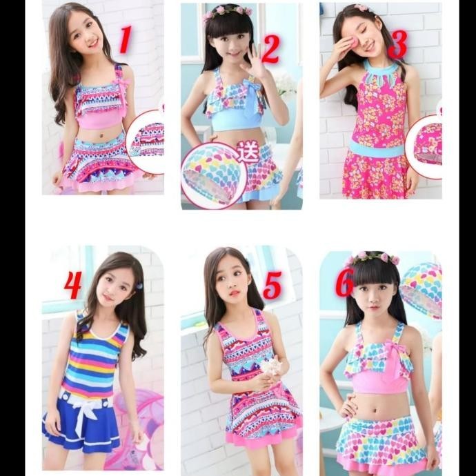 baju renang diving anak cewek motif usia 5-14 tahun