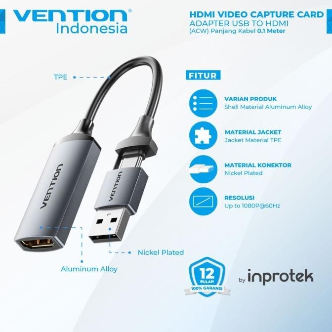 Vention HDMI Video Capture Card USB to HDMI Game Capture for Streaming