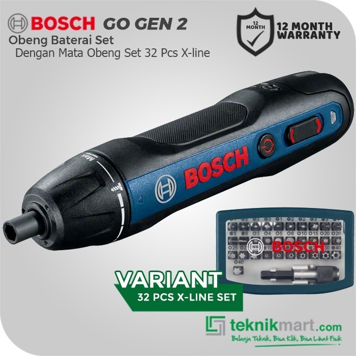 Bosch Obeng Baterai 3.6V GO GEN2 KIT + Bosch 32 Pcs Mata Obeng Set