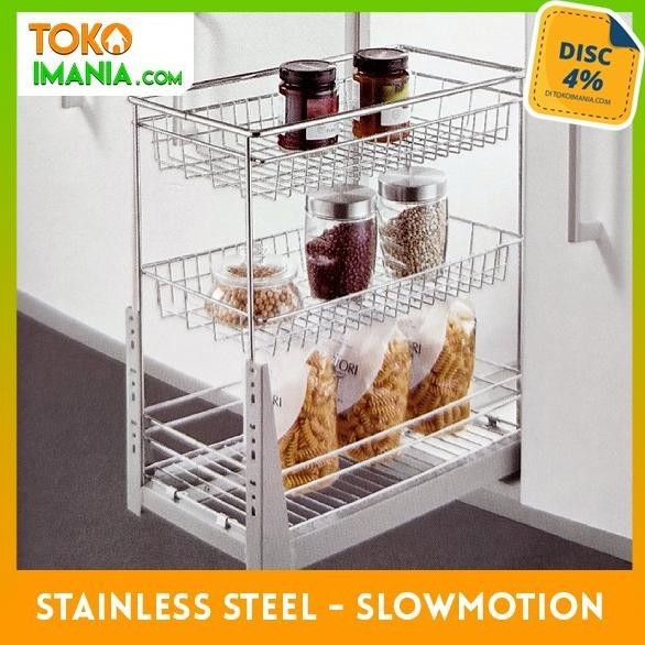 Rak Bumbu Tarik Stainless 30cm Slowmotion Vitco XC 29023 SM