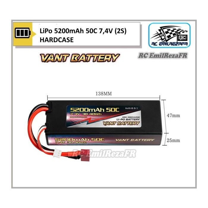 BATERAI LIPO VANT BATTERY 2S 7,4V 5200MAH 5200 MAH 50C HARDCASE RC CAR