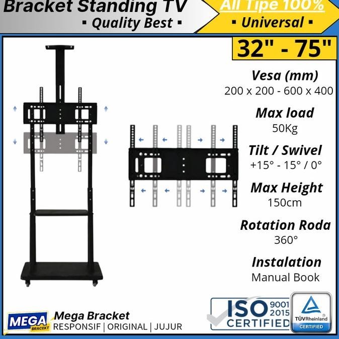 Big Sale Bracket Braket Standing Tv 32 43 50 55 60 65 70 75 85 90 Inch Kaki Tv