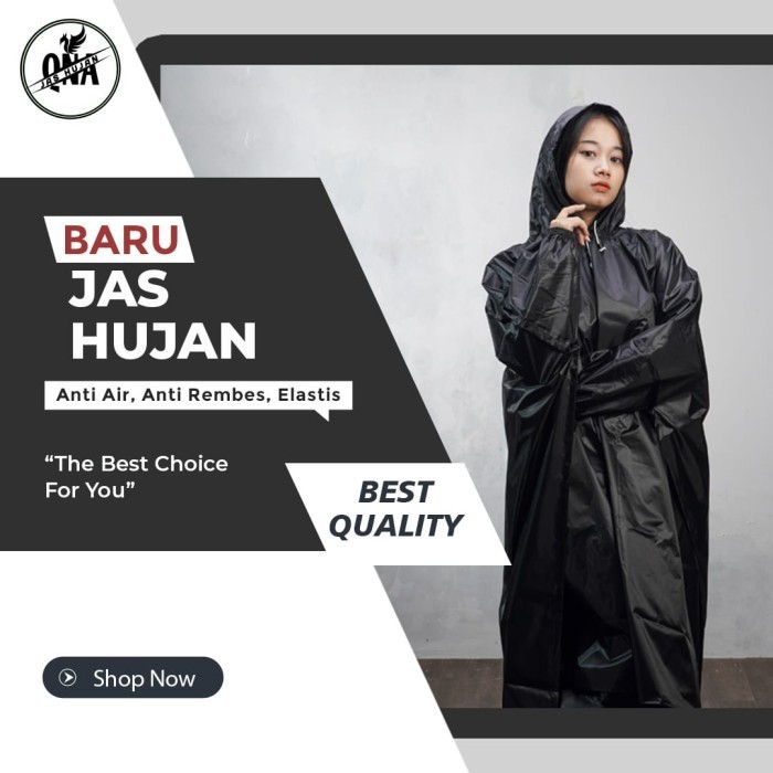 Terbaru Mantel Jas Hujan Ponco Kelalawar Hitam Jumbo Bahan Parasut By Qna Promo Terlaris