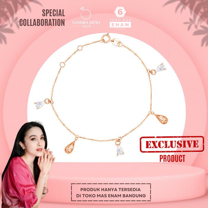 GELANG EMAS DROPCAGE 15 - 17CM SDW ROSEGOLD 18K - TOKO MAS ENAM