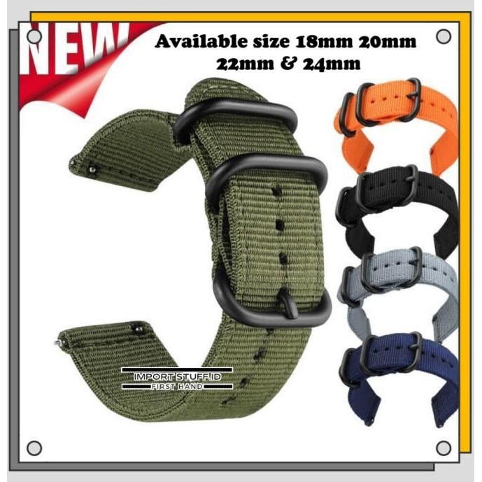 strap tali jam 18mm 24mm Universal Color kanvas Nylon Strap NATO