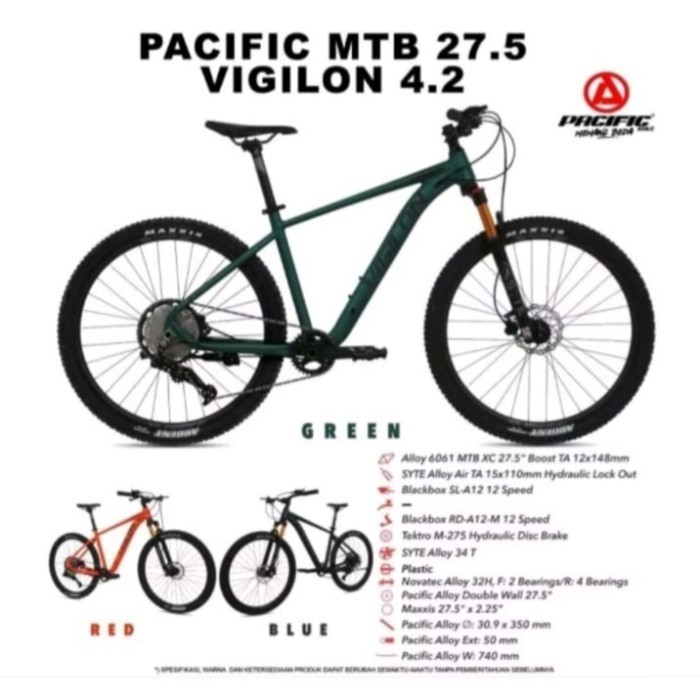 Terlaris Sepeda Gunung Mtb Pacific 27.5" Vigilon 4.2 ( 1 12 Hd ). Promo Terbaru