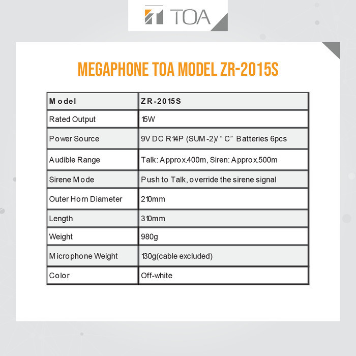 Megaphone Speaker Toa Speaker Demo Portable El Zr-2015S