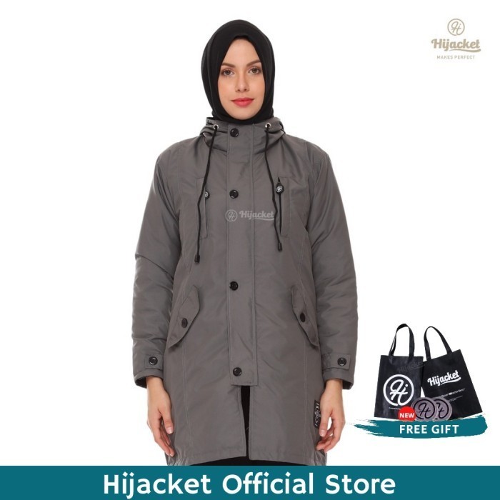 READY Hijacket Ixora Original Coldgrey Jaket Hijab Muslimah Jaket Wanita