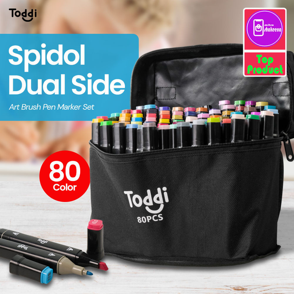 

SHMS Spidol Dual Side Art Brush Pen Art Set 80 Color 4LBK Black