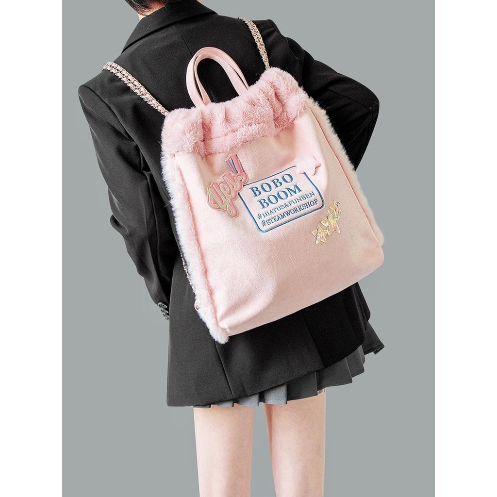 Label Huruf Lucu Baru Rantai Mewah Rantai Mewah Tas Bahu Merah Muda Fashion Tas Sekolah Anak Perempu