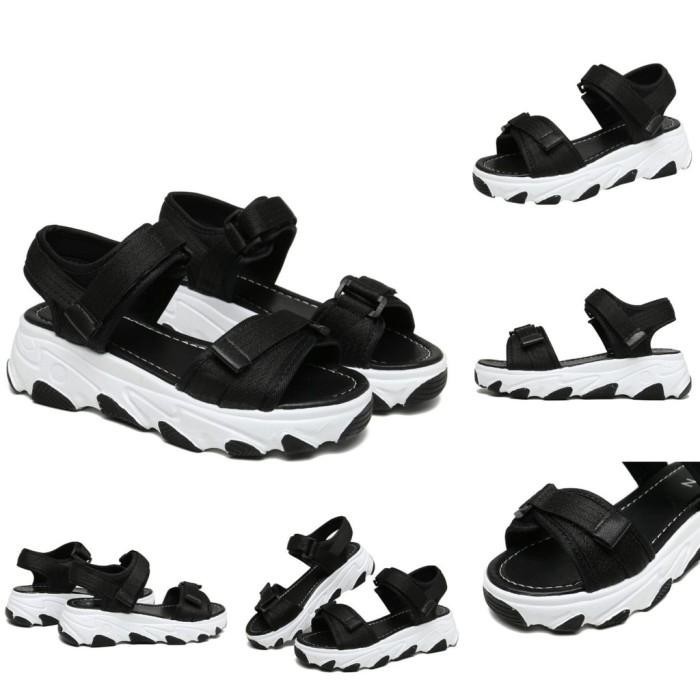 BISA COD - PVN MICHA SANDAL WANITA BLACK CREAM 241