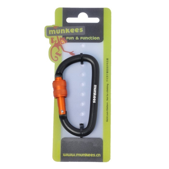 Carabiner Munkees D-Shape With Screw Lock 8Cm - 3248