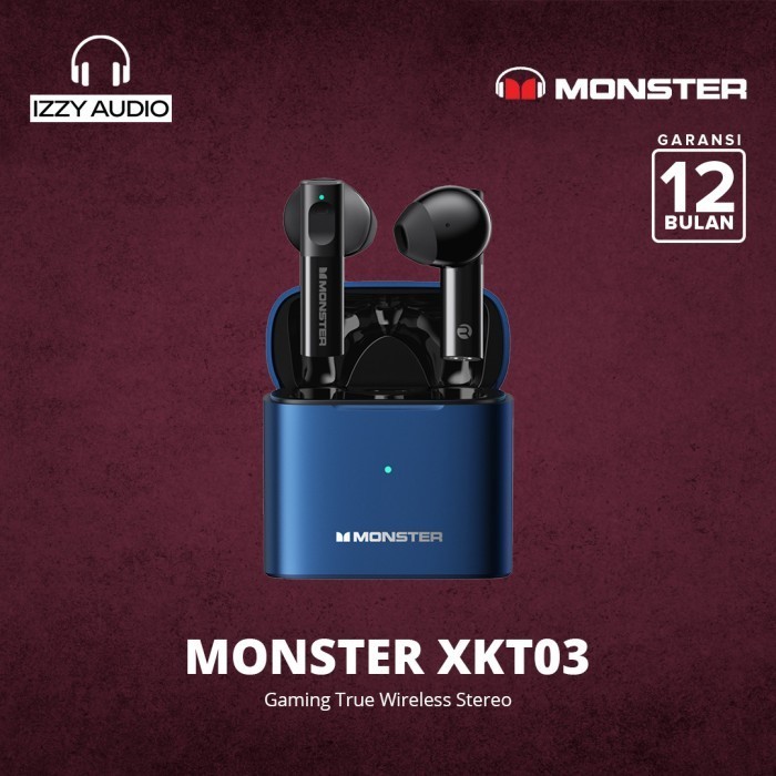 Monster XKT03 Wireless Bluetooth Earphone TWS Headset Earbuds - Biru