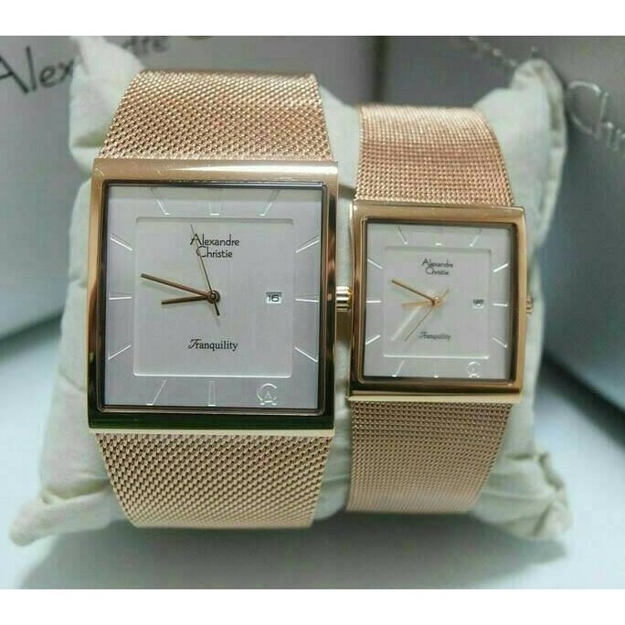 Terbaik Jam Tangan Couple Alexandre Christie Ac 8333 Md + Ld Rose Gold Berkualitas