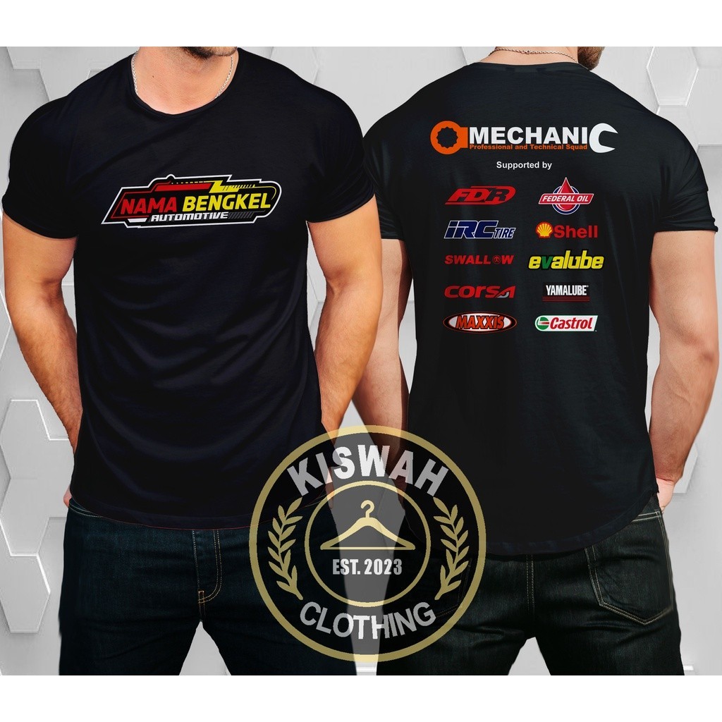 Kaos Tshirt Bengkel Mekanik Otomotif Gratis Nama Bengkel dan Sponsor Baju Otomotif