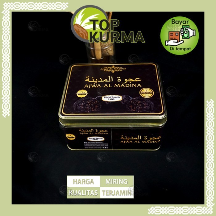Kurma - Kurma Ajwa Kaleng 1Kg Ajwa Al Madina Ajwa Best Seller Kualitas Terbaik