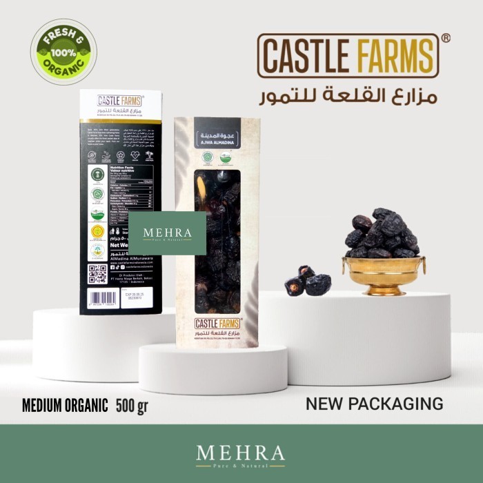 

Kurma - Kurma Ajwa Madinah Castle Farms Medium Organic / Medina / Nabi 500 Gr