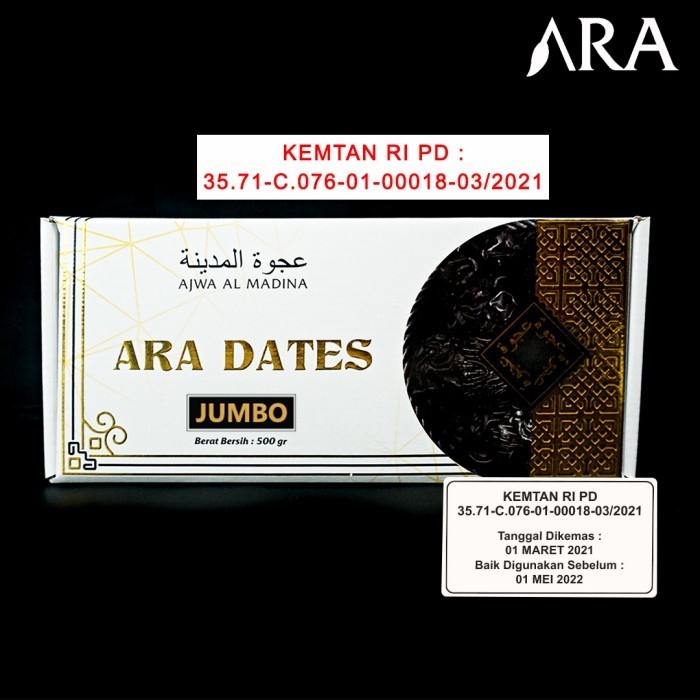 

Kurma - Kurma Ajwa Jumbo Ara Dates 500Gr Original
