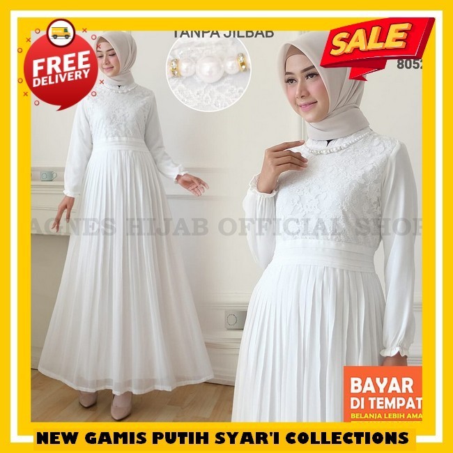 Termurah Sarimbit Seply Terbaru Eksis 223 Very Grape Agnes Hijab - Yasmin Dress Gamis Putih Wanita G