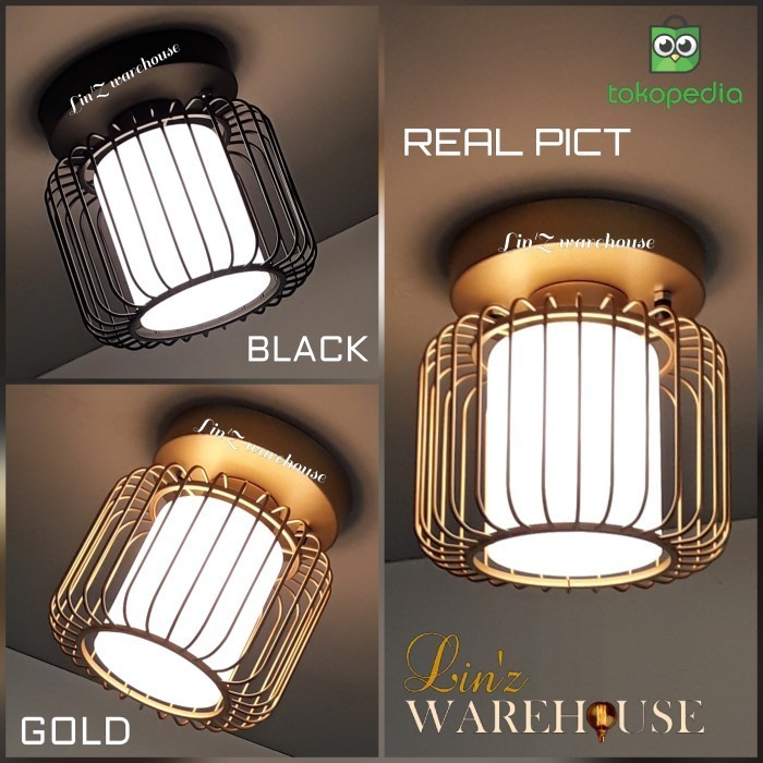 Terlaris Lampu Plafon Teras Modern Iron Cage Ceiling Lamp Special Price Promo Terbaru