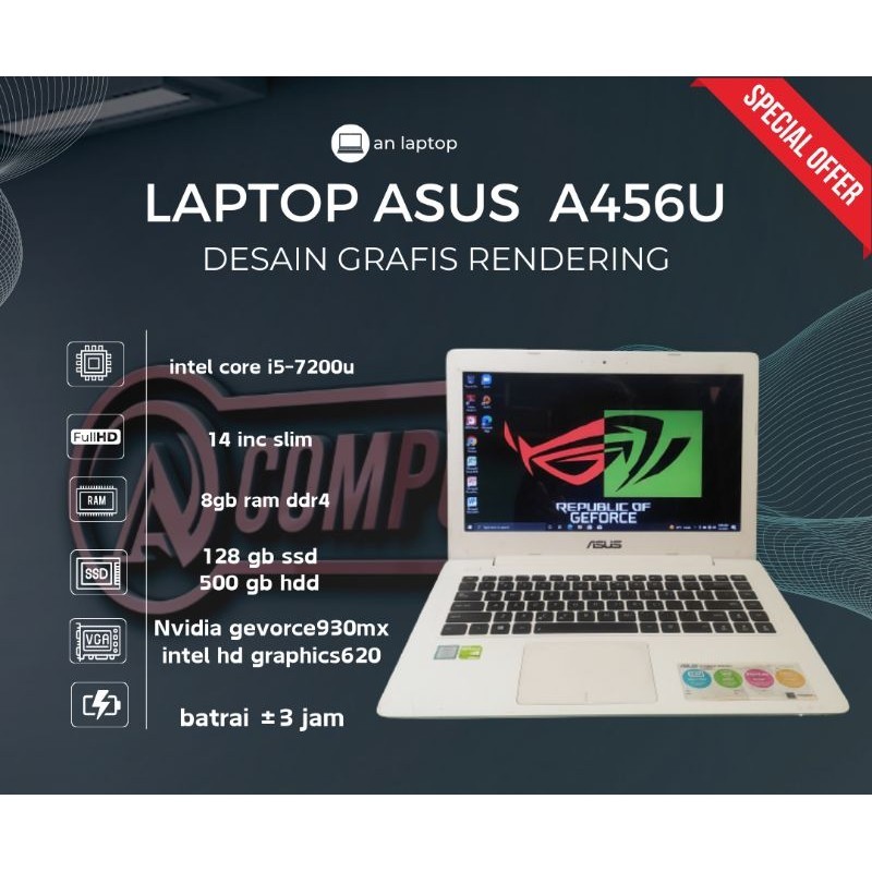Asus x456u intel core i5gen7 nvidia gevorce 930mx Laptop rendering