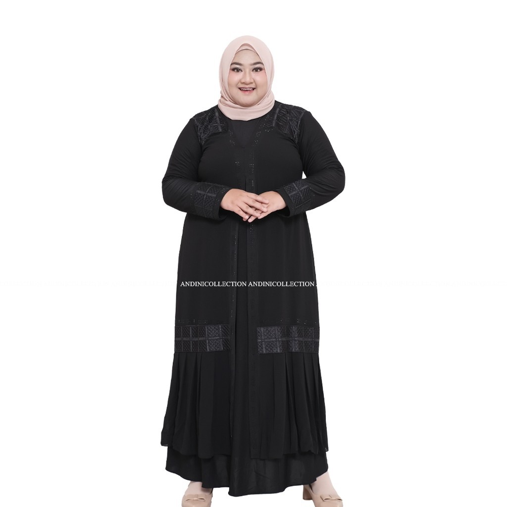 [ONLINE EXCLUSIVE] Andinicollection Abaya Turkey 122 Amarta EKSTRA JUMBO LD 130-135 Hitam Dewasa