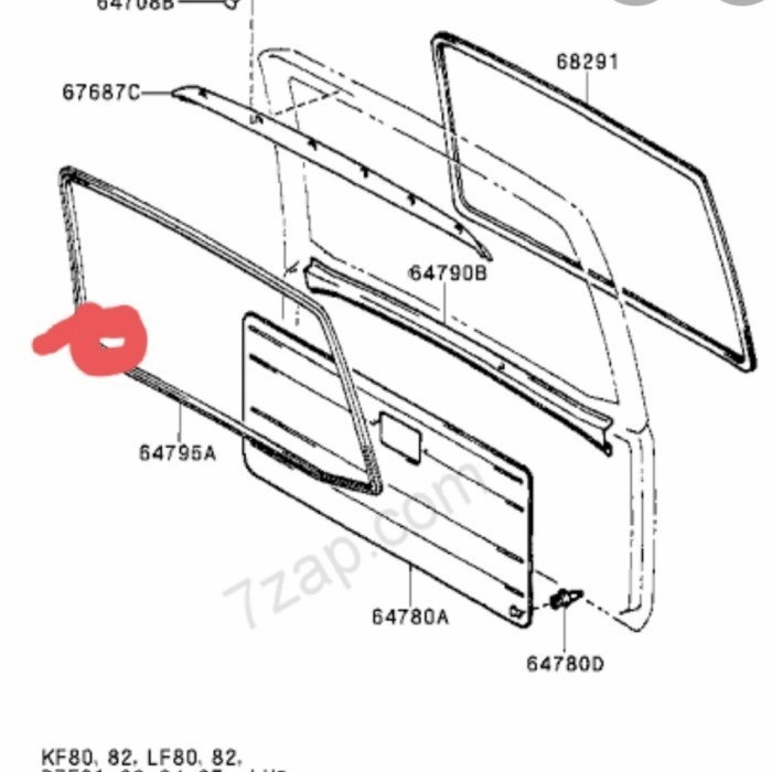 Part Karet Door Trim Pintu Bagasi Belakang Toyota Kijang Kapsul Original Kode Kn261