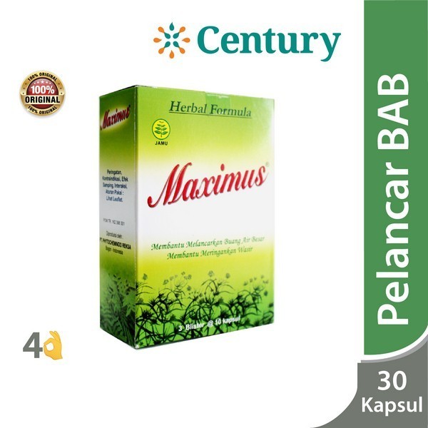 Maximus 3 Blister @10Kapsul / Obat Herbal / Dietary Herbal / Melancarkan BAB / Serat / Susah BAB