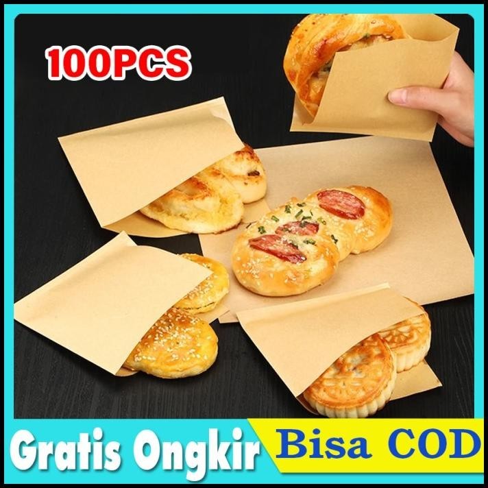 

TERBARU 100 PCS KANTONG KERTAS DONAT FRENCH FRIES PAPER BAG KUE ROTI BURGER