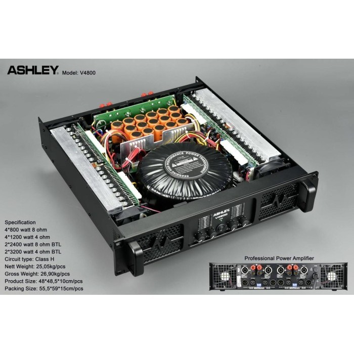 POWER AMPLIFIER ASHLEY V4800 ( 4 CHANNEL ) ORIGINAL