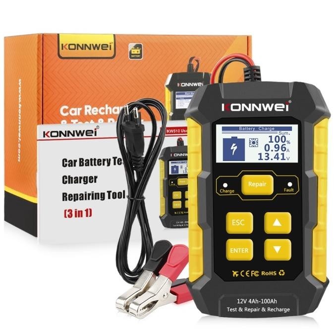 Ready | Siap Kirim Konnwei Kw510 12V 5A Mobil Battery Charger & Battery Tester & Repair