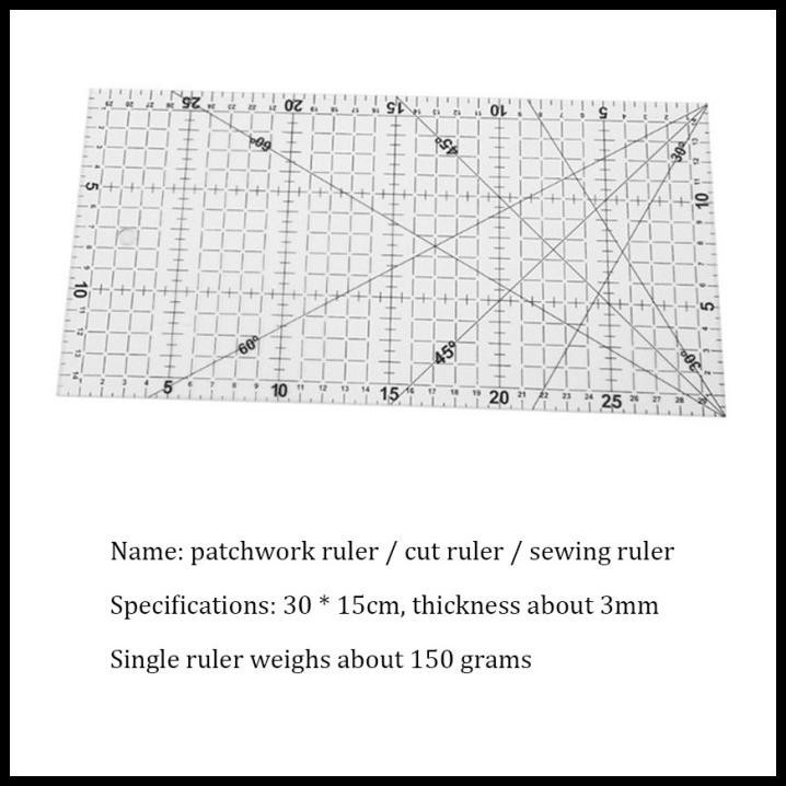 

HOT DEAL QUILTING RULER - PENGGARIS BAHAN - PENGGARIS JAHIT 30*15CM !!!!!!!