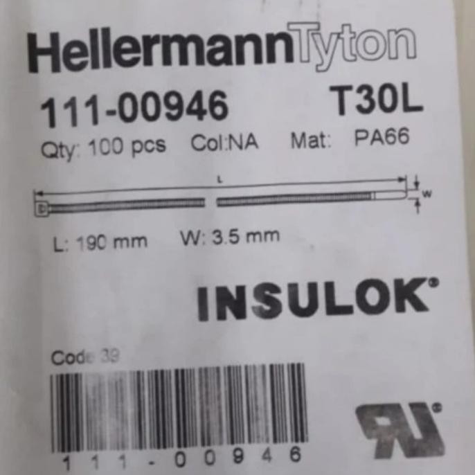 

Hellermann Tyton Insulok T30L 190Mm X 3,5Mm Kabel Ties Cable Ties Tie Kualitas Premium