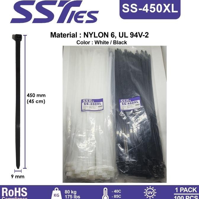 

Kabel Ties Cable Tis Insulock 450X9Mm 45Cm Ss450Xl Nylon6 Ssties Kualitas Premium