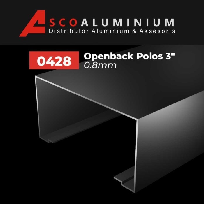 Terlaris Aluminium Open Back Polos Profile 0428 kusen 3 inch