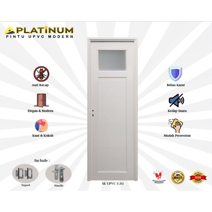 Terlaris Pintu kamar mandi UPVC platinum