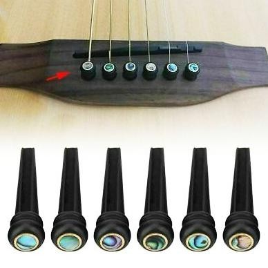 Pin Bridge Kayu Ebony Gitar Akustik (6 Pcs) Folk Guitar Impor Gp-07