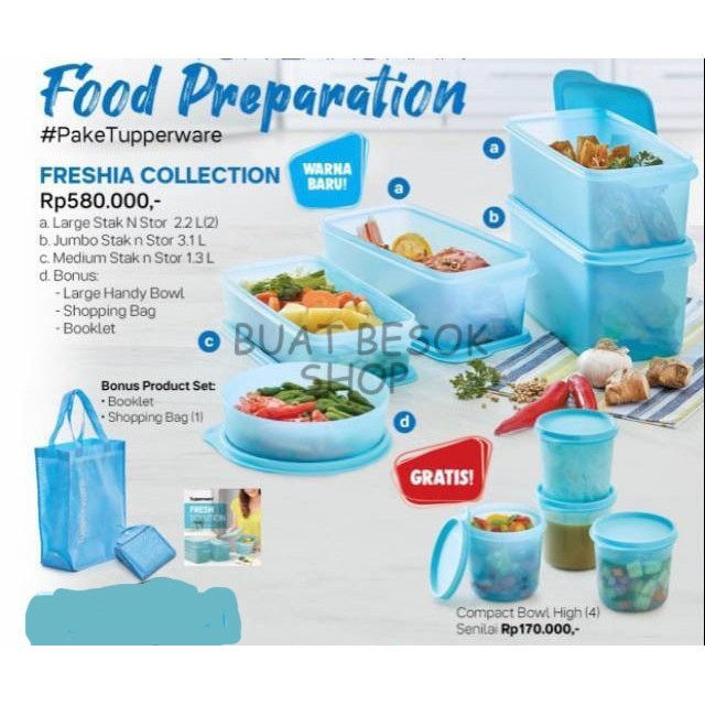 Toples Dapur Kulkas Food Container Set Tupperware Freshia Collection Terlaris