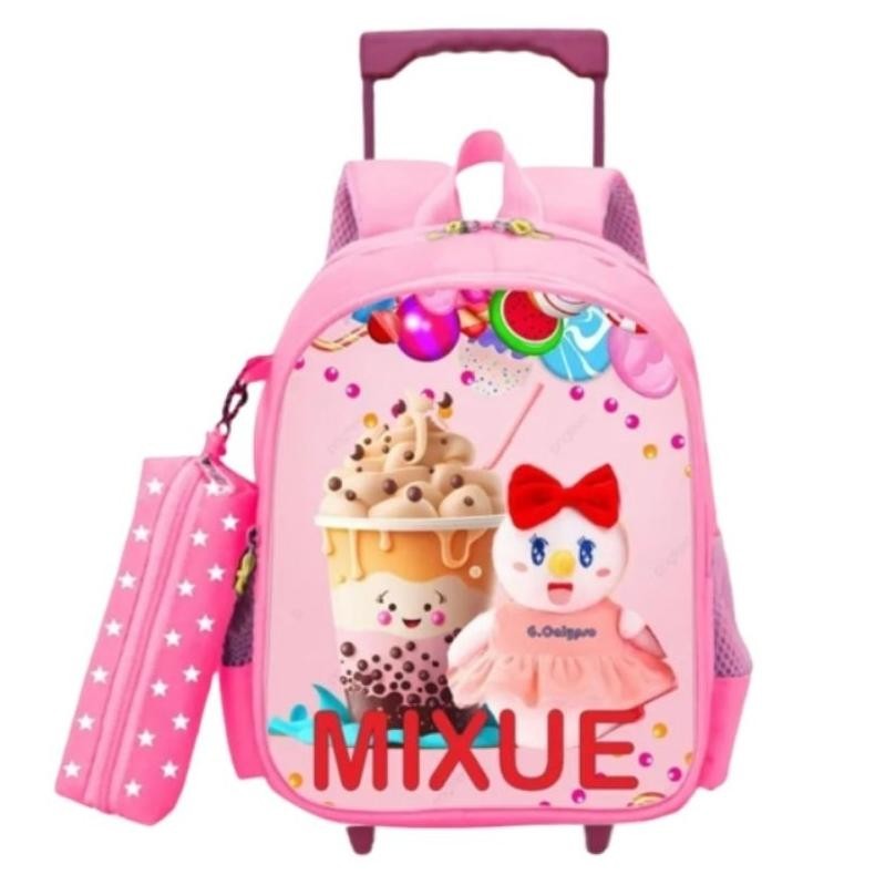 Best Seller Trolli MIXUE PREMIUM - Tas dorong mixue - tas roda anak perempuan motif mixue laris