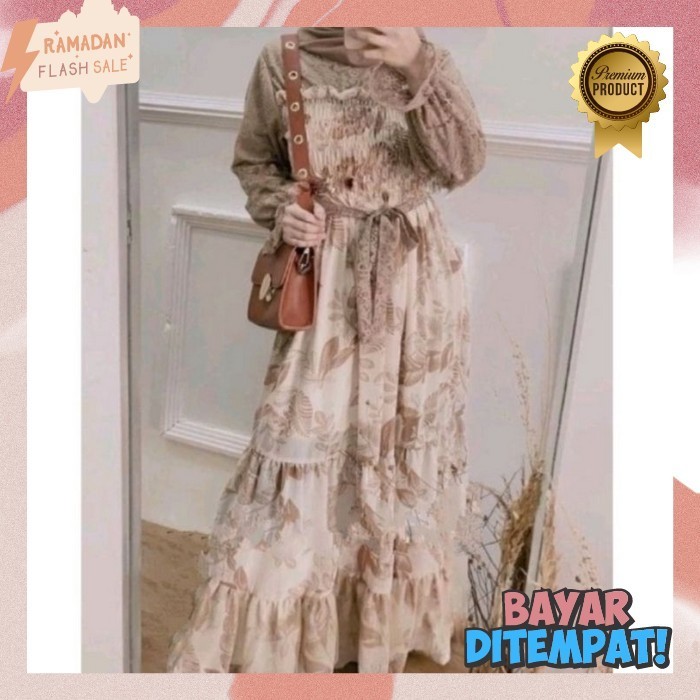 Baju Muslim Wanita Terbaru 2024 Games Dewasa Perempuan Longdress Maxidress Plus Kerudung Lengan Panj