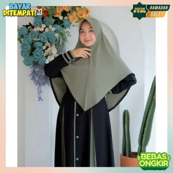 Baju Muslim Wanita Terbaru 2024 Games Dewasa Maxidress Plus Kerudung Lengan Panjang Busui Tunik Brok