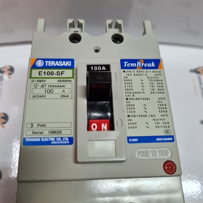 MCCB TERASAKI 100A / MCCB CIRCUIT BREAKER E100-SF 3P 100A
