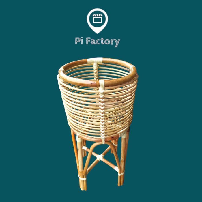 STANDING POT TANAMAN BAHAN ROTAN / KERANJANG POT ROTAN -TINGGI 70 CM