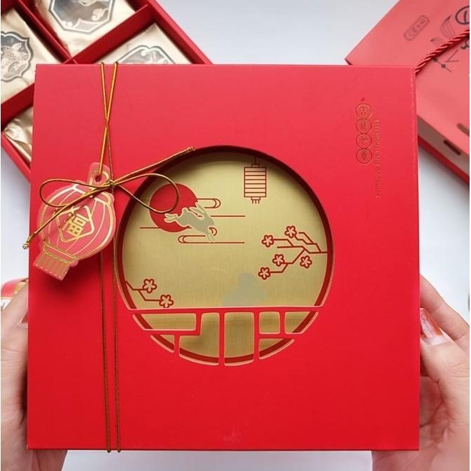 Box Dus Mooncake Kotak Kue Bulan Sekat 4 Mooncake 100gr