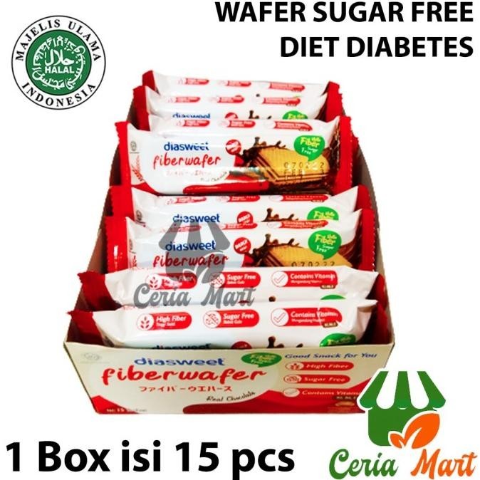 

Wafer Bebas Gula Diet Diabetes Fiber Wafer Coklat Box Isi 15 Diasweet Limited Edition