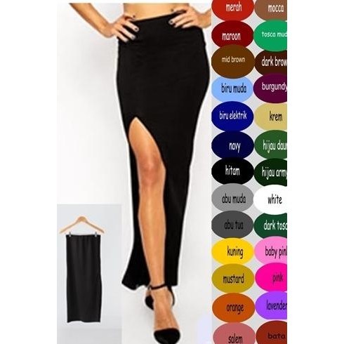SLIT SKINNY SKIRT ROK PANJANG BELAH