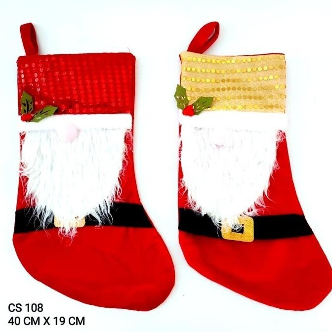 

New Kaos Kaki Kado Santa Gliter Christmas Gantungan Goodie Bag Natal Murah Stok Terbatas