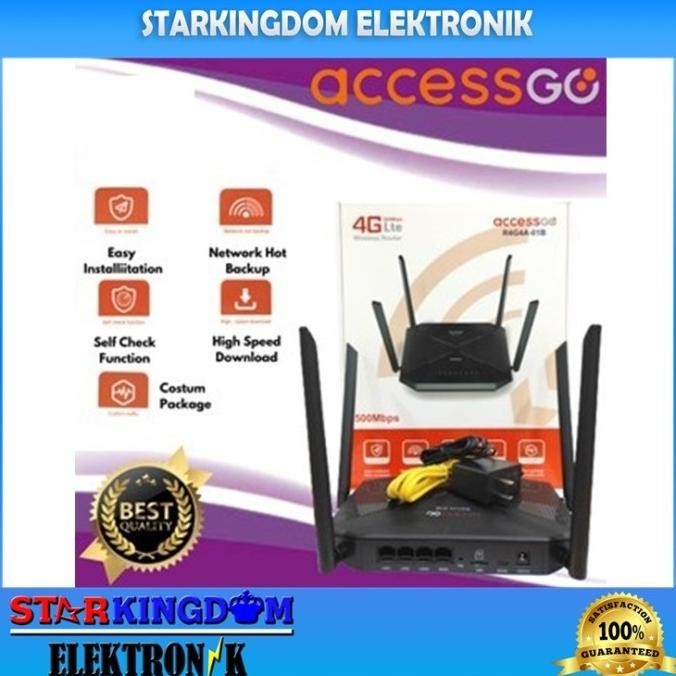 BARANG TERLARIS Modem Router Wifi 4G AccessGo Access Go 4 Antena Unlock Sim Card Hitam