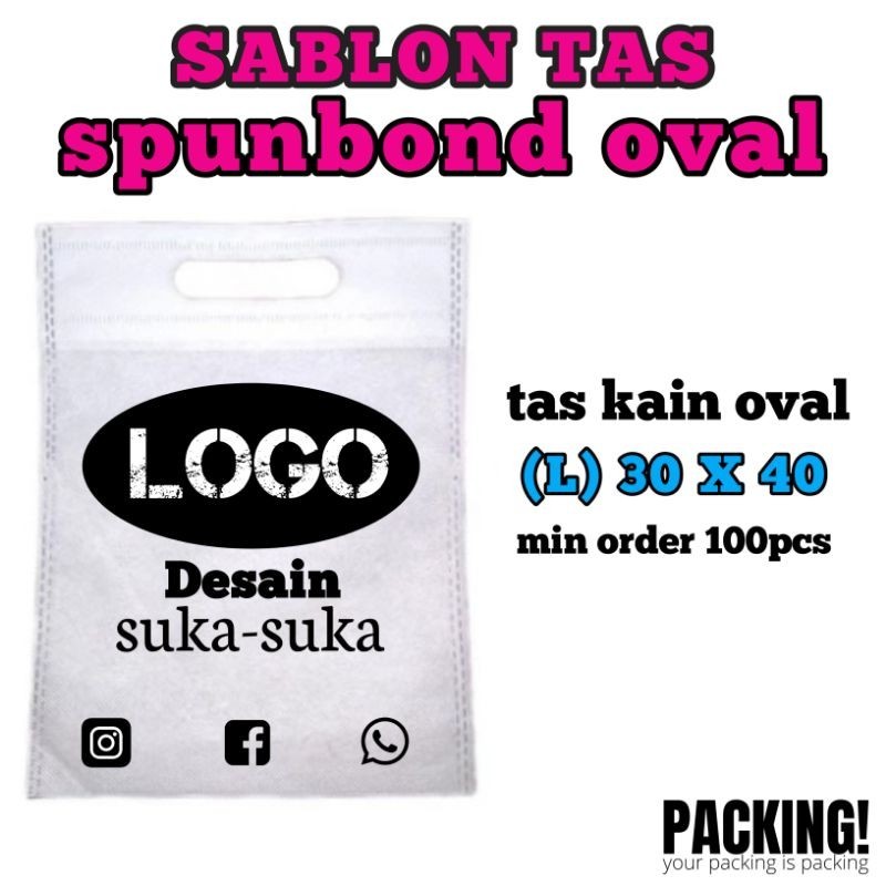 

sablon tas spunbond oval 30×40//custom tas goodie bag spunbond oval 30x40//custom tas murah//sablon goodie bag murah