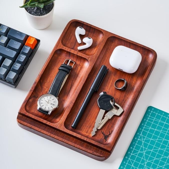 

Skandif Catchall Tray Premium Teak Wood Desk Organizer Kayu Jati (Re)